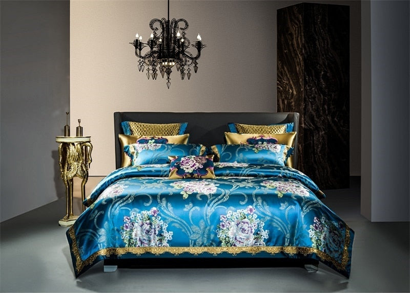 Rozenn American Style Vintage Brocade Egyptian Cotton Embroidered Duvet Bedding Set