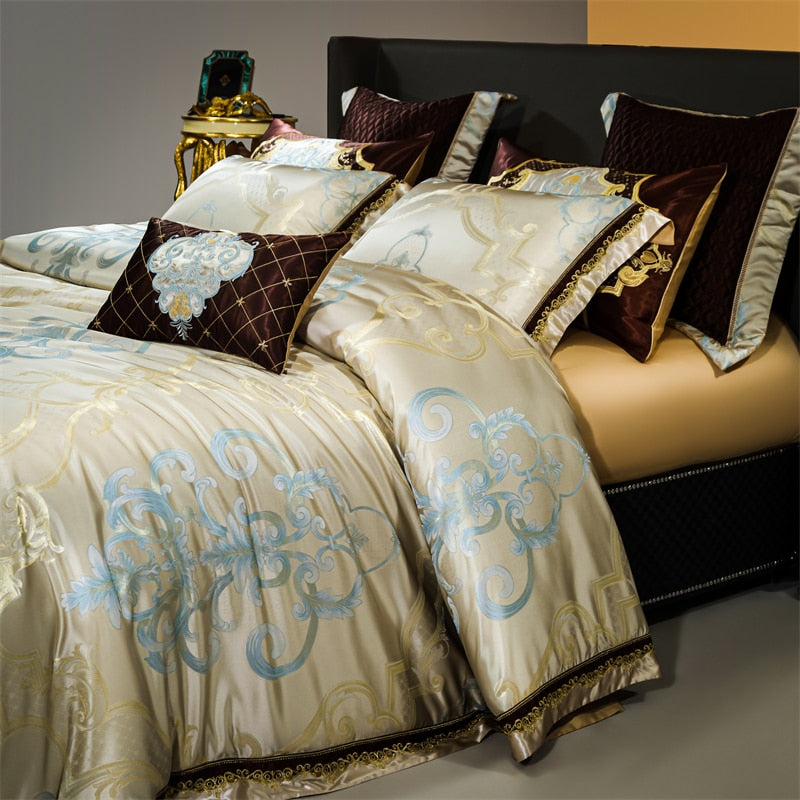 Rozenn American Style Vintage Brocade Egyptian Cotton Embroidered Duvet Bedding Set
