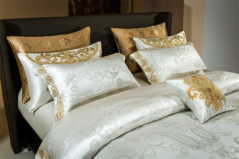 Rozenn American Style Vintage Brocade Egyptian Cotton Embroidered Duvet Bedding Set