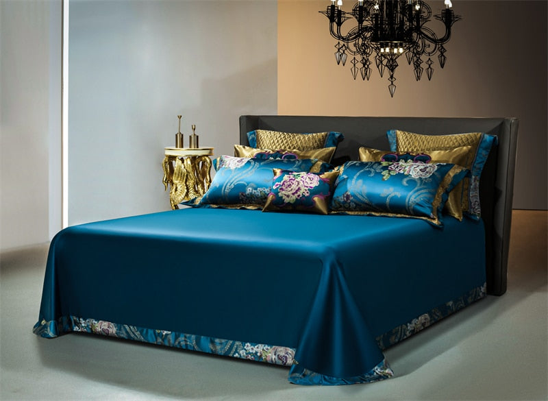 Rozenn American Style Vintage Brocade Egyptian Cotton Embroidered Duvet Bedding Set