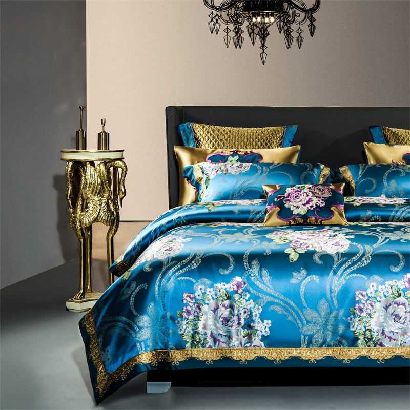 Rozenn American Style Vintage Brocade Egyptian Cotton Embroidered Duvet Bedding Set