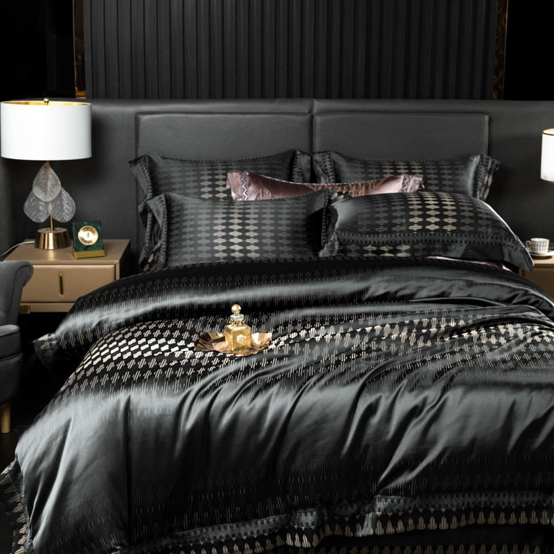 Shakira 1000TC Egyptian Cotton Satin Jacquard Luxury Duvet Bedding Set