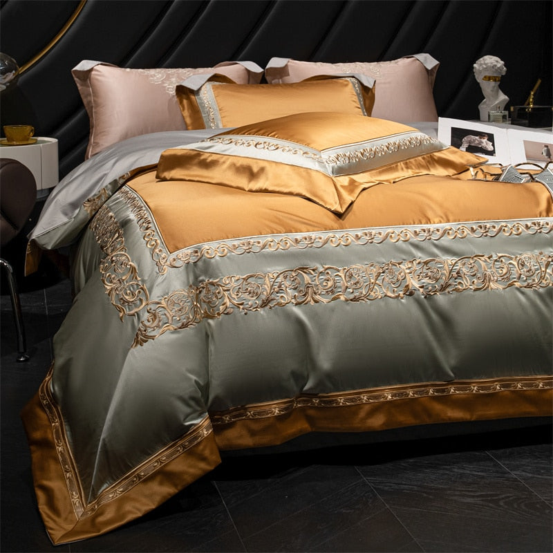 Carissa Luxury Embroidery 1000TC Egyptian Cotton Silky Duvet Cover Bedding Set
