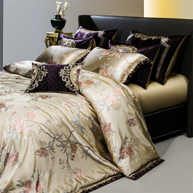 Rozenn American Style Vintage Brocade Egyptian Cotton Embroidered Duvet Bedding Set