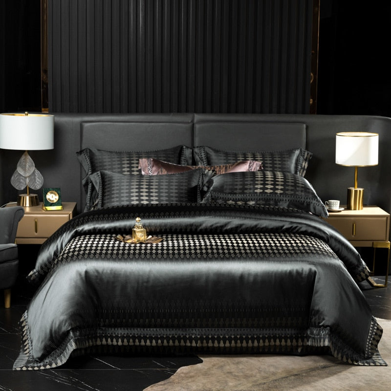 Shakira 1000TC Egyptian Cotton Satin Jacquard Luxury Duvet Bedding Set