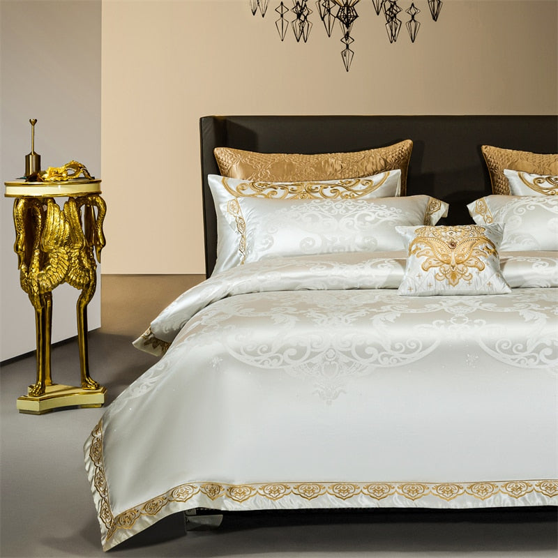 Rozenn American Style Vintage Brocade Egyptian Cotton Embroidered Duvet Bedding Set