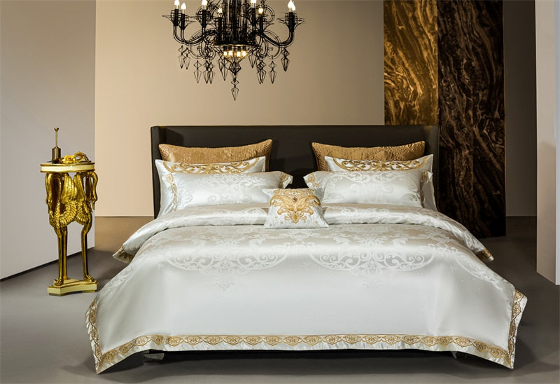 Rozenn American Style Vintage Brocade Egyptian Cotton Embroidered Duvet Bedding Set