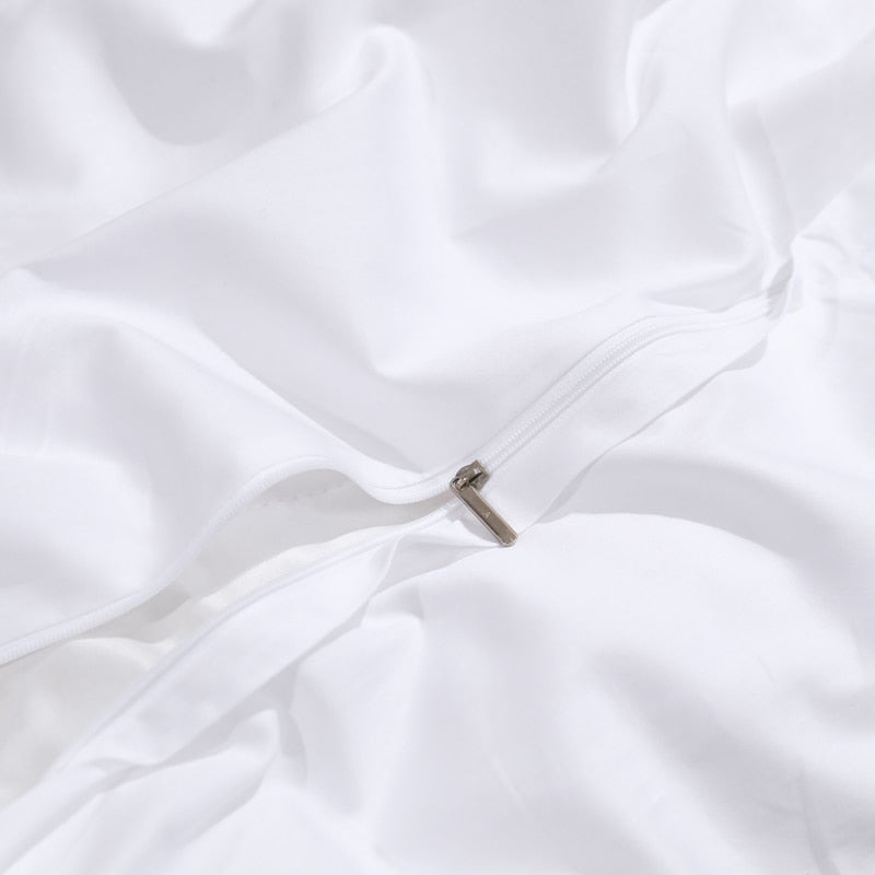 Ezra White Egyptian Cotton Embroidery Duvet Cover Set