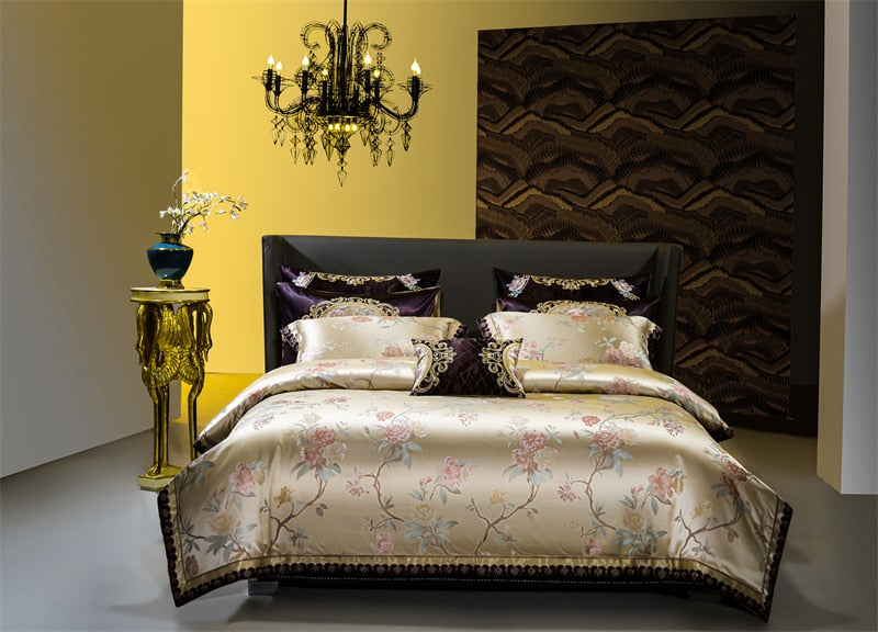 Rozenn American Style Vintage Brocade Egyptian Cotton Embroidered Duvet Bedding Set