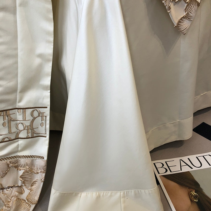 Belladonna Luxury Embossed Jacquard Embroidery Egyptian Cotton Duvet Cover Set