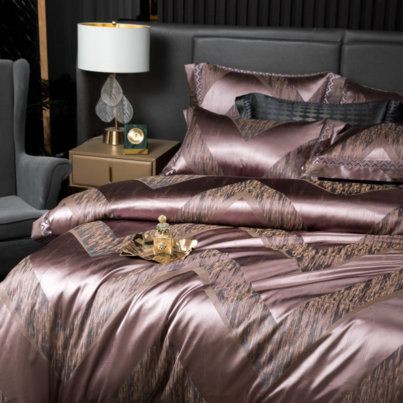 Shakira 1000TC Egyptian Cotton Satin Jacquard Luxury Duvet Bedding Set