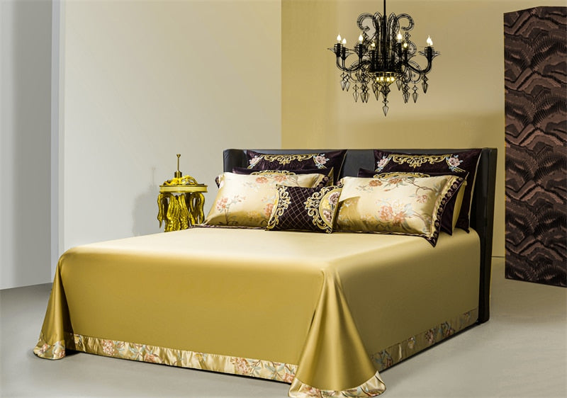 Rozenn American Style Vintage Brocade Egyptian Cotton Embroidered Duvet Bedding Set