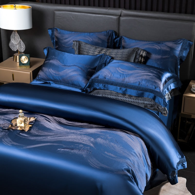 Shakira 1000TC Egyptian Cotton Satin Jacquard Luxury Duvet Bedding Set