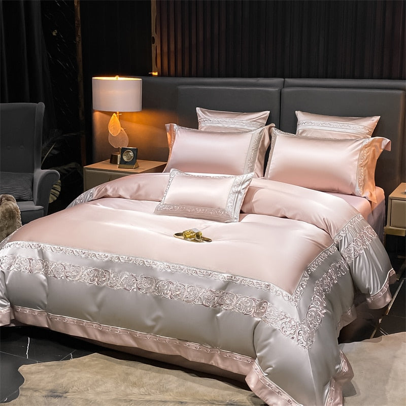 Carissa Luxury Embroidery 1000TC Egyptian Cotton Silky Duvet Cover Bedding Set