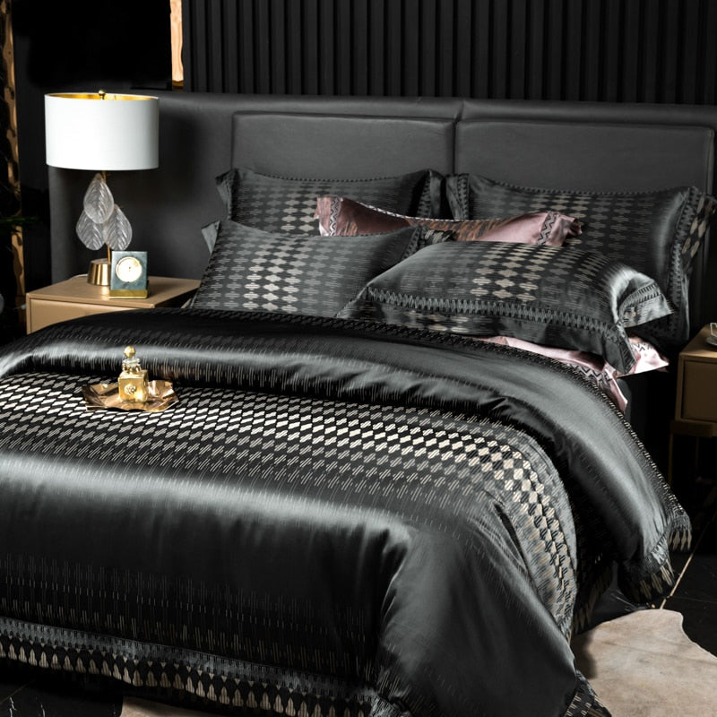 Shakira 1000TC Egyptian Cotton Satin Jacquard Luxury Duvet Bedding Set