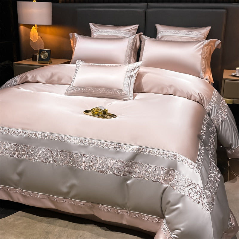 Carissa Luxury Embroidery 1000TC Egyptian Cotton Silky Duvet Cover Bedding Set