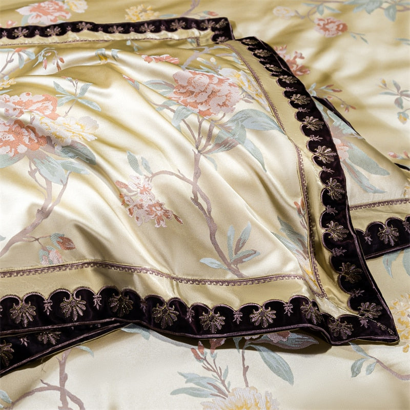 Rozenn American Style Vintage Brocade Egyptian Cotton Embroidered Duvet Bedding Set