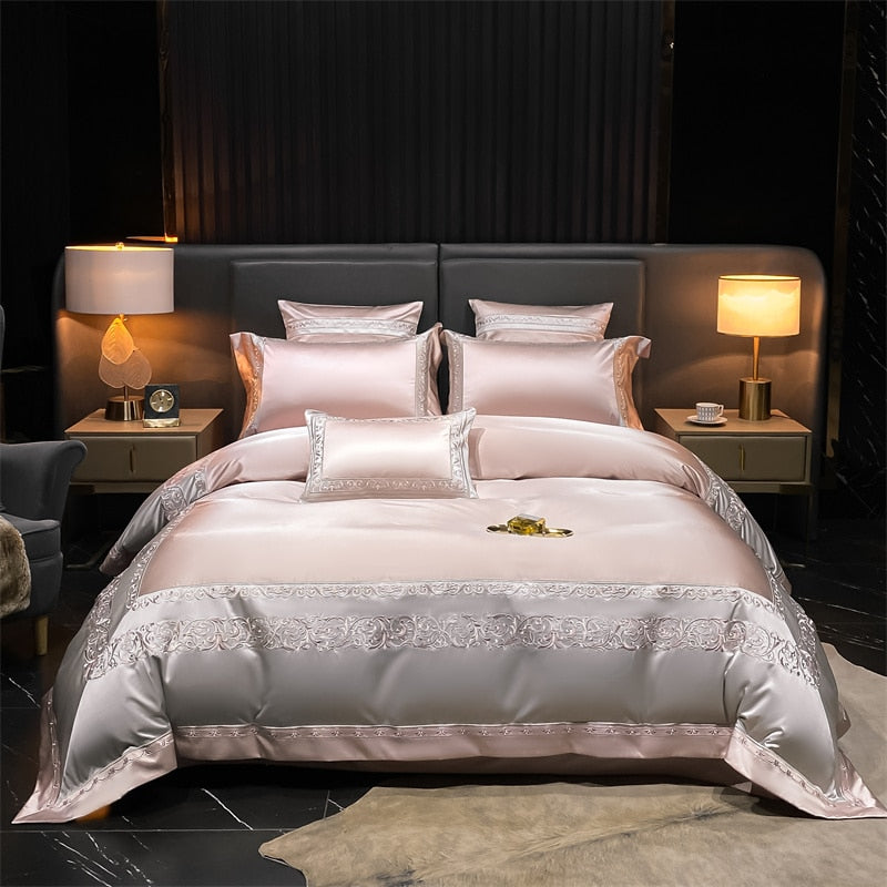 Carissa Luxury Embroidery 1000TC Egyptian Cotton Silky Duvet Cover Bedding Set