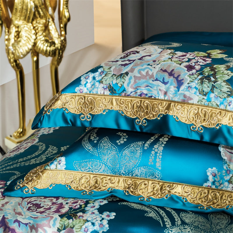 Rozenn American Style Vintage Brocade Egyptian Cotton Embroidered Duvet Bedding Set