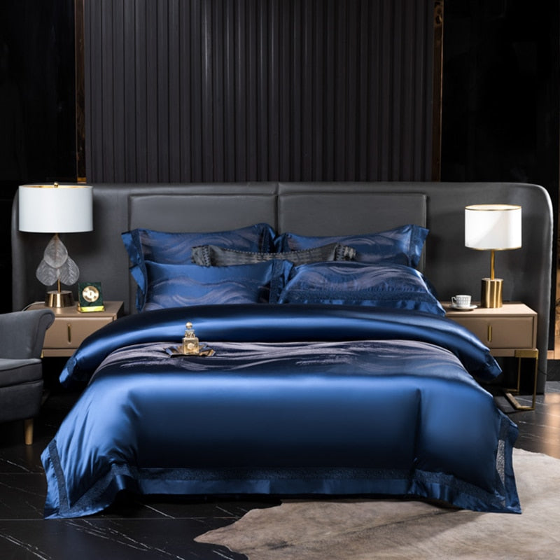 Shakira 1000TC Egyptian Cotton Satin Jacquard Luxury Duvet Bedding Set