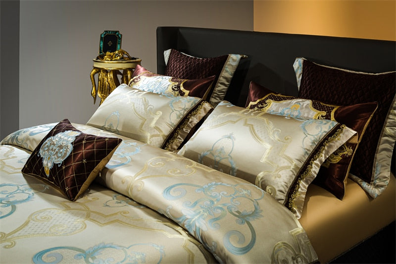Rozenn American Style Vintage Brocade Egyptian Cotton Embroidered Duvet Bedding Set