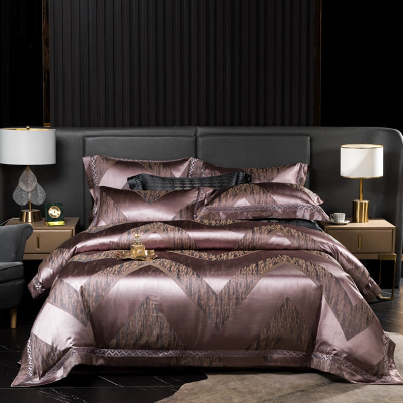 Shakira 1000TC Egyptian Cotton Satin Jacquard Luxury Duvet Bedding Set