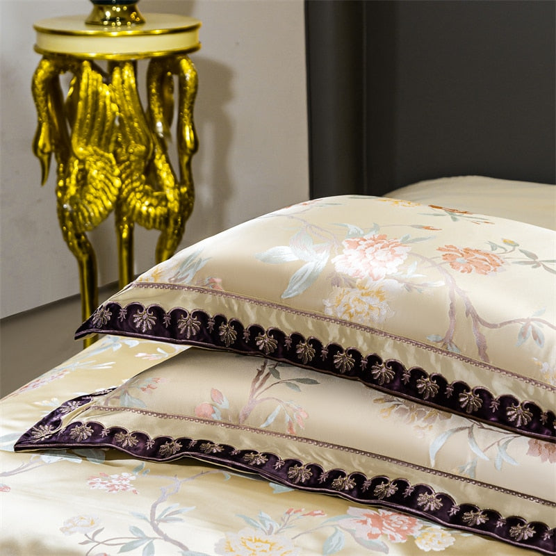 Rozenn American Style Vintage Brocade Egyptian Cotton Embroidered Duvet Bedding Set