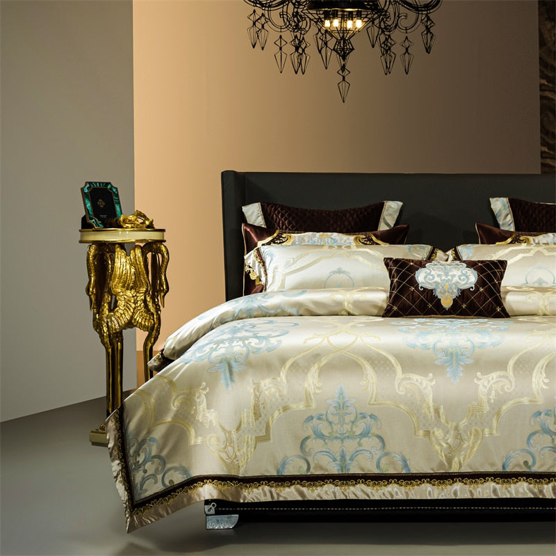 Rozenn American Style Vintage Brocade Egyptian Cotton Embroidered Duvet Bedding Set
