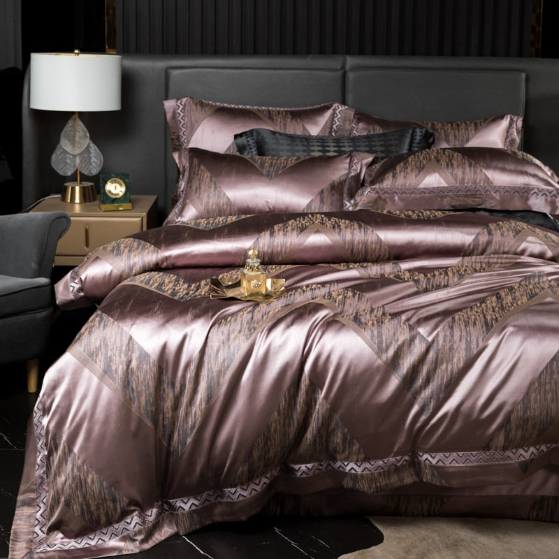 Shakira 1000TC Egyptian Cotton Satin Jacquard Luxury Duvet Bedding Set