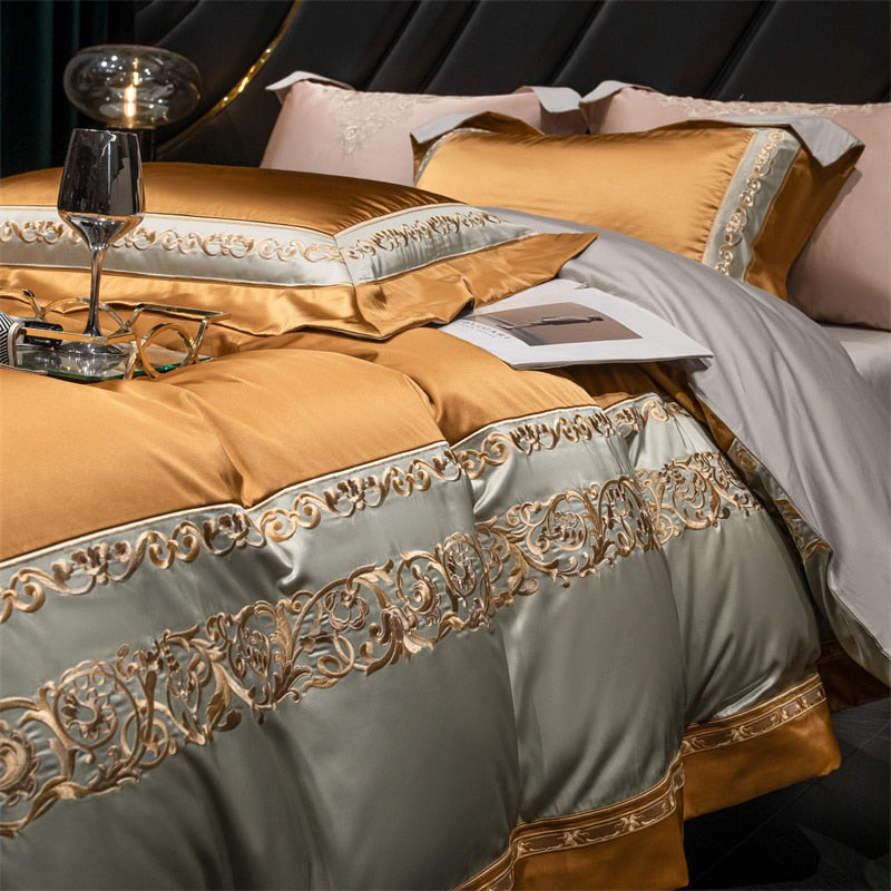 Carissa Luxury Embroidery 1000TC Egyptian Cotton Silky Duvet Cover Bedding Set