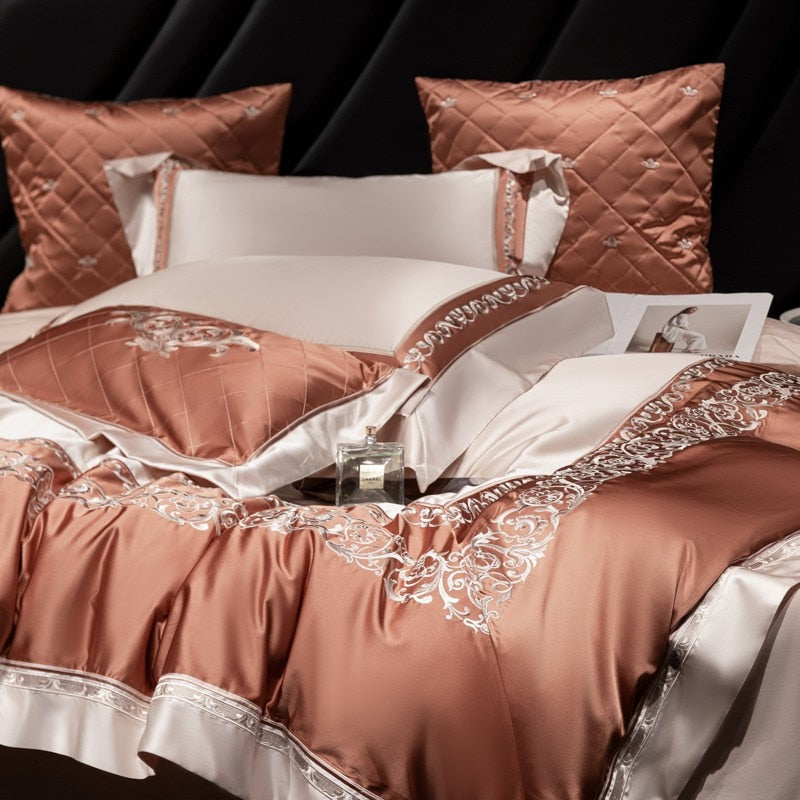 Carissa Luxury Embroidery 1000TC Egyptian Cotton Silky Duvet Cover Bedding Set