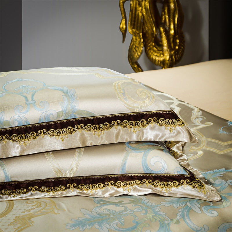 Rozenn American Style Vintage Brocade Egyptian Cotton Embroidered Duvet Bedding Set