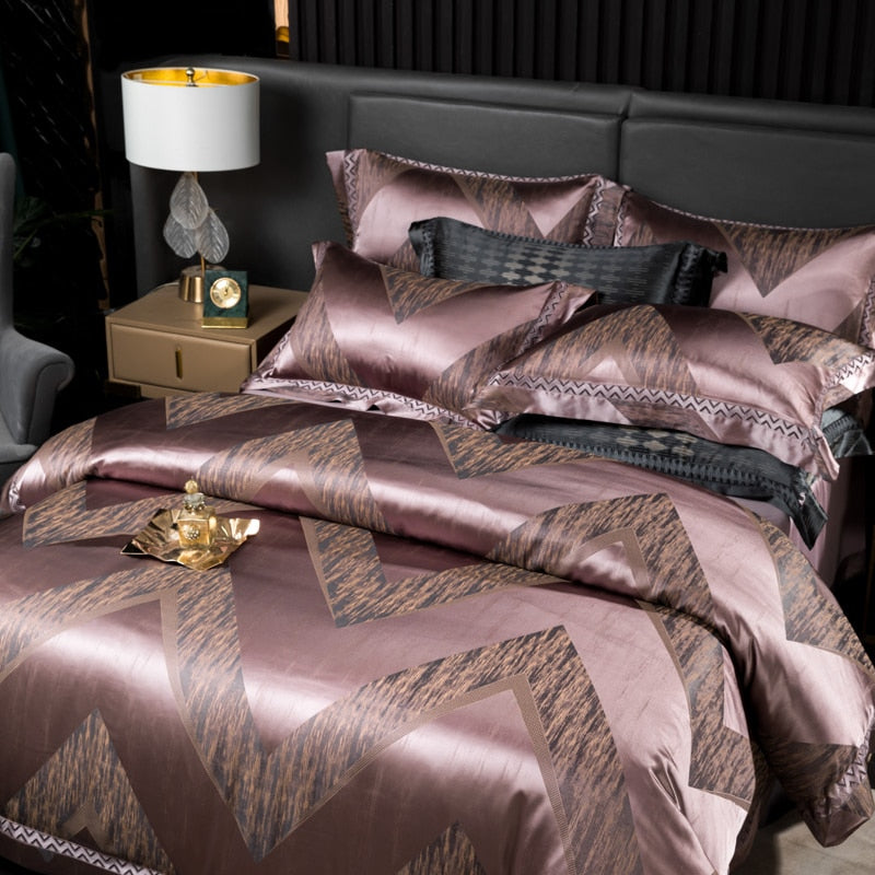 Shakira 1000TC Egyptian Cotton Satin Jacquard Luxury Duvet Bedding Set
