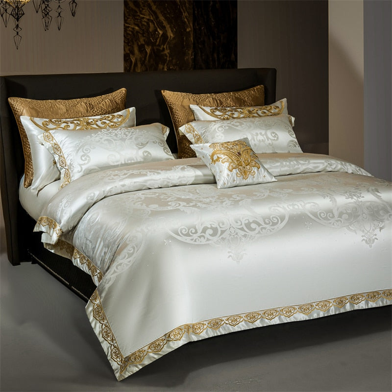 Rozenn American Style Vintage Brocade Egyptian Cotton Embroidered Duvet Bedding Set