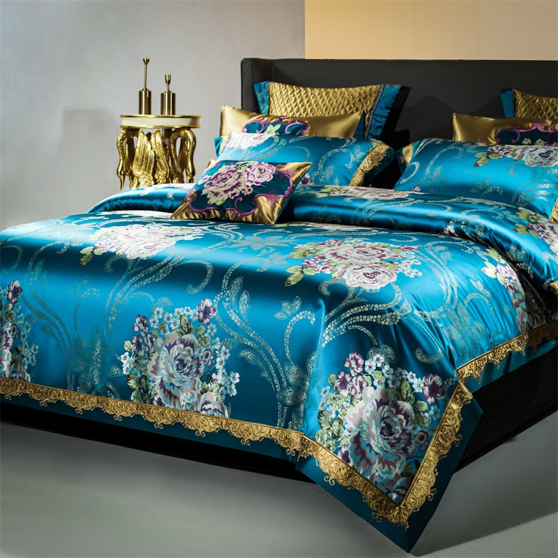 Rozenn American Style Vintage Brocade Egyptian Cotton Embroidered Duvet Bedding Set