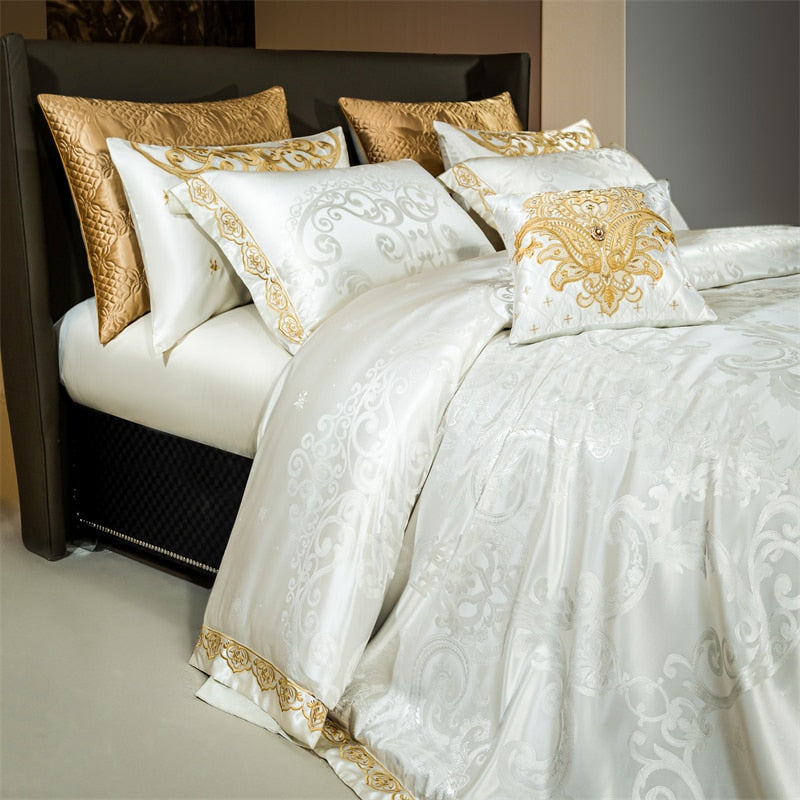 Rozenn American Style Vintage Brocade Egyptian Cotton Embroidered Duvet Bedding Set
