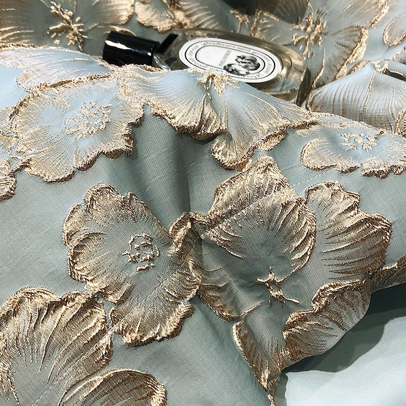 Belladonna Luxury Embossed Jacquard Embroidery Egyptian Cotton Duvet Cover Set