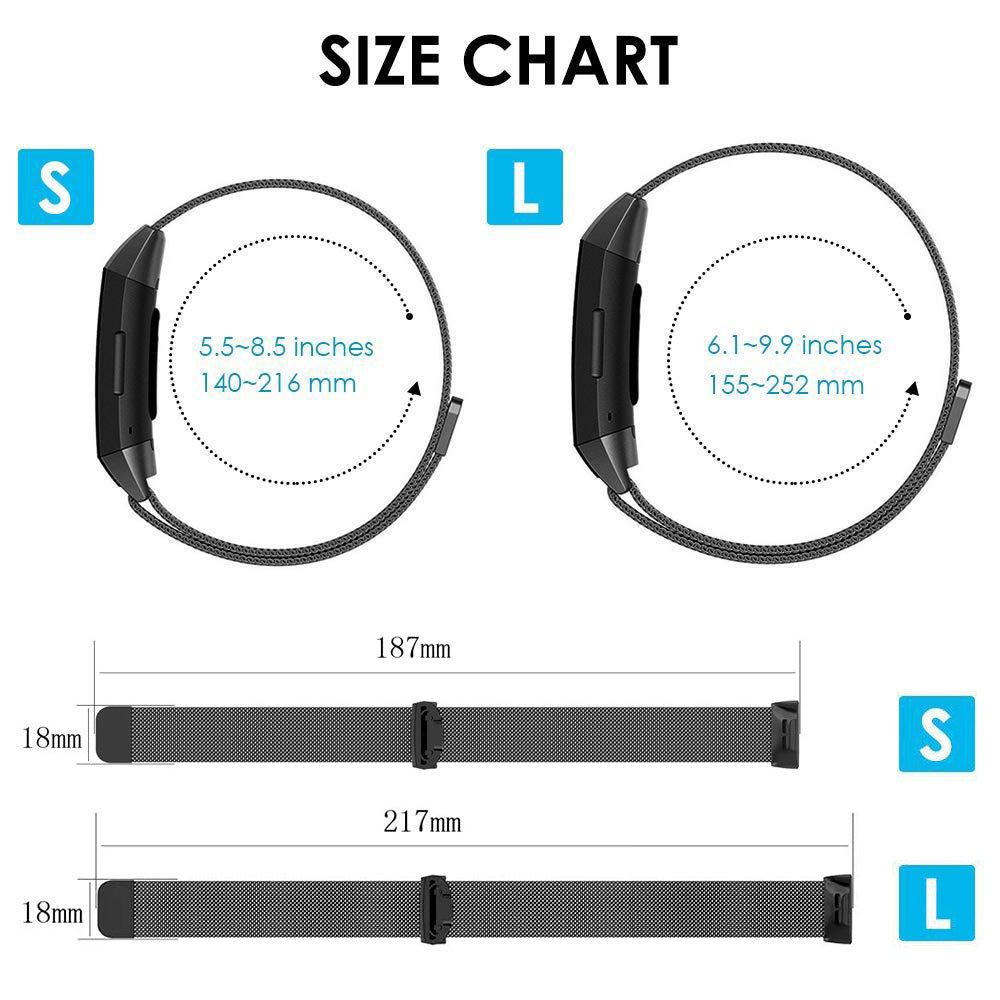 Fitbit Charge 3/4 Band Metal Stainless Steel Milanese Loop Strap Wristband