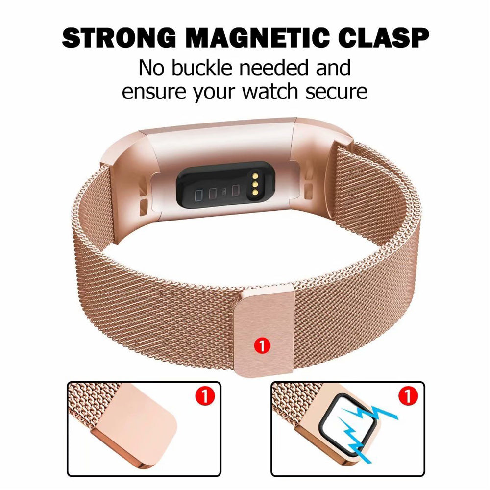 Fitbit Charge 3/4 Band Metal Stainless Steel Milanese Loop Strap Wristband
