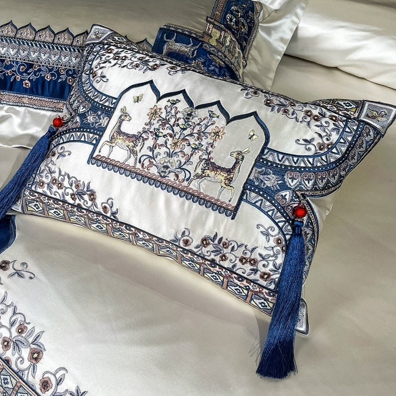 Arianell Luxury Embroidered Tassel Duvet Cover Bedding Set