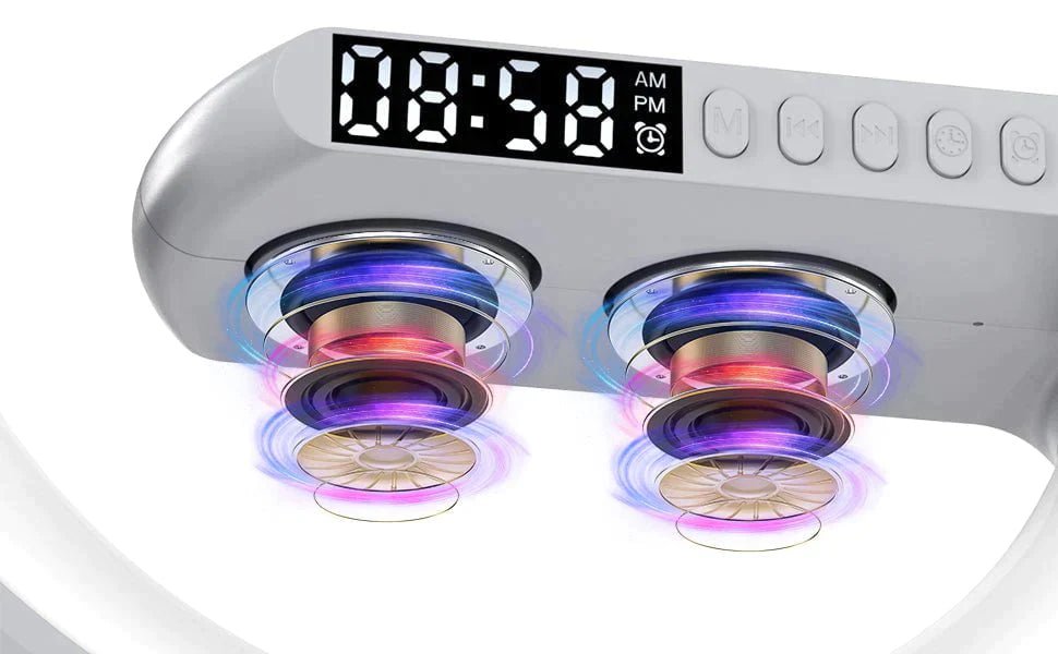 6-IN-1 Smart Lamp iPhone Wireless Charging Station Alarm Clock Speaker Night Light - RoseStraya.com
