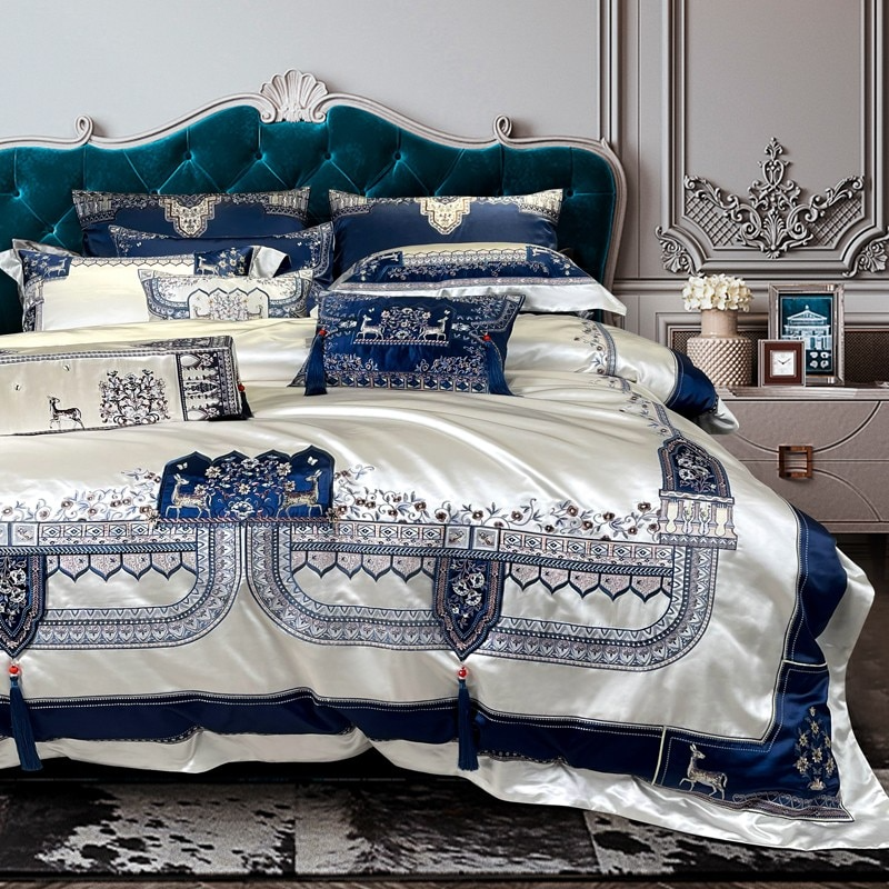 Arianell Luxury Embroidered Tassel Duvet Cover Bedding Set
