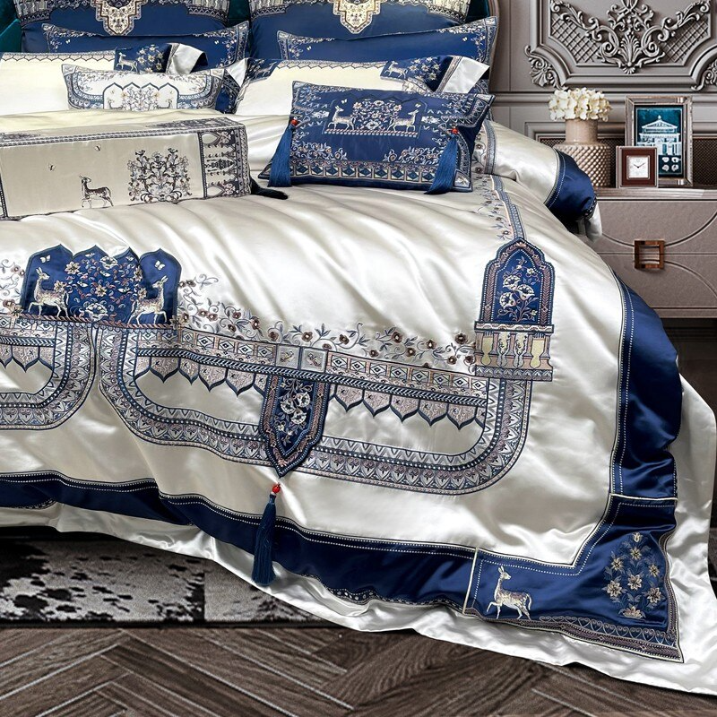 Arianell Luxury Embroidered Tassel Duvet Cover Bedding Set