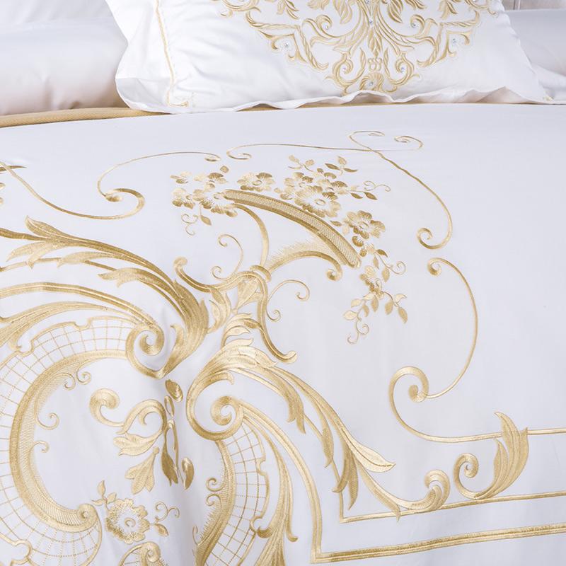 Ezra White Egyptian Cotton Embroidery Duvet Cover Set