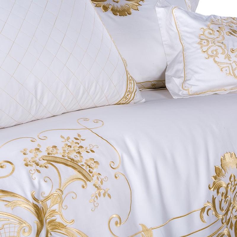 Ezra White Egyptian Cotton Embroidery Duvet Cover Set