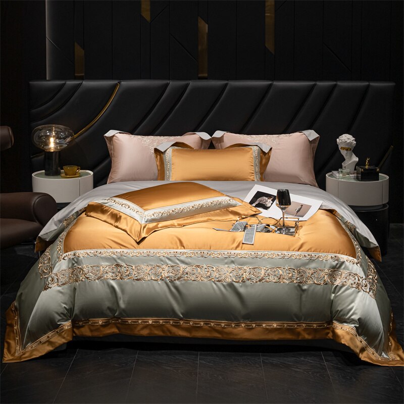 Carissa Luxury Embroidery 1000TC Egyptian Cotton Silky Duvet Cover Bedding Set