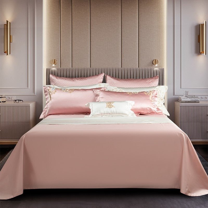 Abrial Pink Embroidery Egyptian Cotton Duvet Cover Set - RoseStraya.com