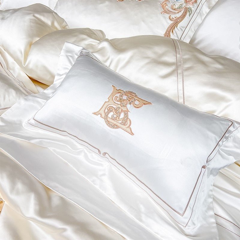 Abrial White Embroidery Egyptian Cotton Duvet Cover Set - RoseStraya.com