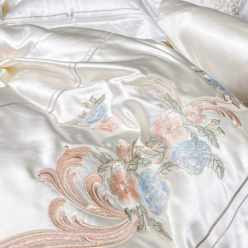 Abrial White Embroidery Egyptian Cotton Duvet Cover Set - RoseStraya.com