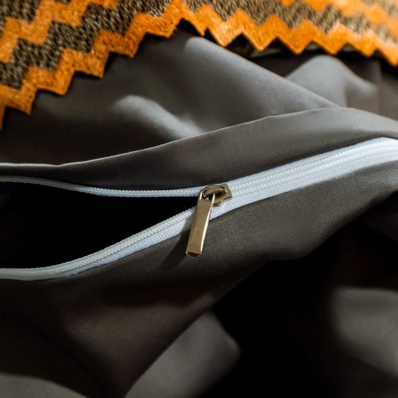 Adriel Orange Egyptian Cotton Embroidery Duvet Cover Set - RoseStraya.com